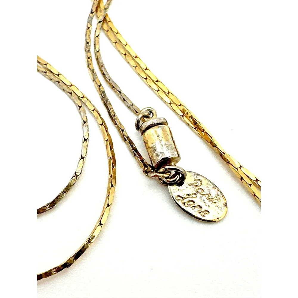 Vintage PARK LANE Teardrop Pendant Necklace Gold Tone Minimalist Box Chain 28